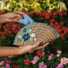 Load image into Gallery viewer, Dhaaga Life: Half Moon Clutch (with shoulder metal chain)