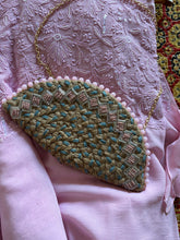 Load image into Gallery viewer, Dhaaga Life: Half Moon Clutch (with shoulder metal chain)