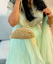 Load image into Gallery viewer, Dhaaga Life: Half Moon Clutch (with shoulder metal chain)