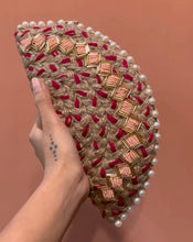 Load image into Gallery viewer, Dhaaga Life: Half Moon Clutch (with shoulder metal chain)