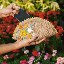Load image into Gallery viewer, Dhaaga Life: Half Moon Clutch (with shoulder metal chain)