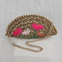 Load image into Gallery viewer, Dhaaga Life: Half Moon Clutch (with shoulder metal chain)