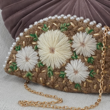 Load image into Gallery viewer, Dhaaga Life: Half Moon Clutch (with shoulder metal chain)