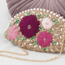 Load image into Gallery viewer, Dhaaga Life: Half Moon Clutch (with shoulder metal chain)