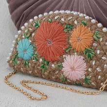 Load image into Gallery viewer, Dhaaga Life: Half Moon Clutch (with shoulder metal chain)