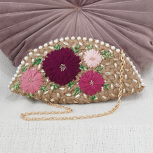 Load image into Gallery viewer, Dhaaga Life: Half Moon Clutch (with shoulder metal chain)
